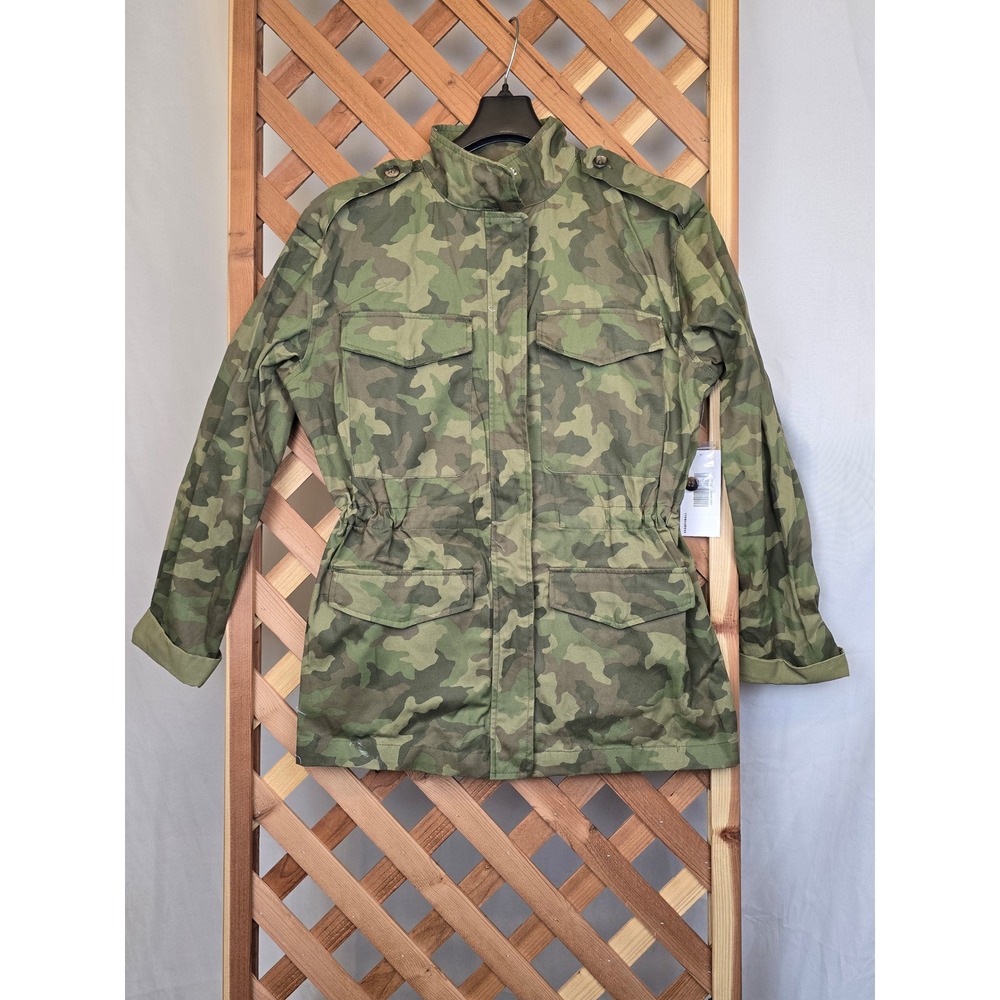 JustFab Utility Field Jacket Womens Small Green Camo Full Zip NWT - New